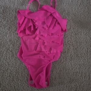 Old Navy Hot Pink Ruffle One-Piece Swimsuit